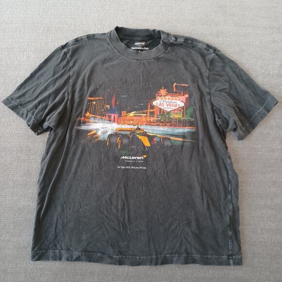 Abercrombie & Fitch McLaren F1 Racing T-Shirt Mens S Black Faded Las Vegas 2023 - Picture 1 of 7